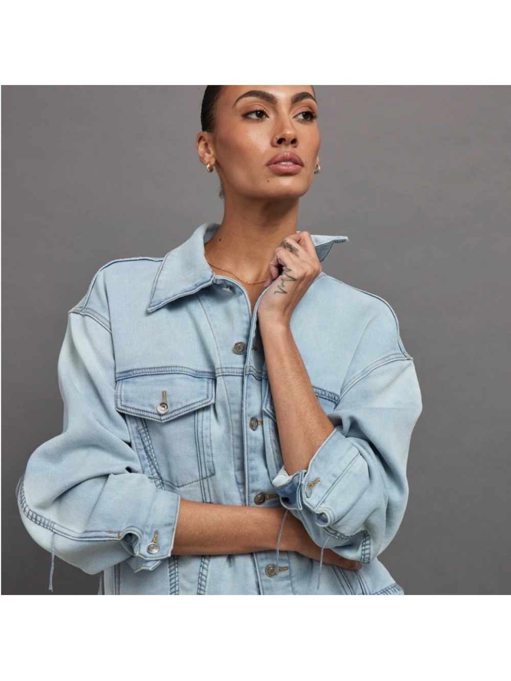 Carbon 38 Light Blue Denim Jacket - Women's Oversized